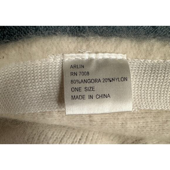 Arlin Newsboy Cap Beret Angora Nylon Blend White Cream One Size - Picture 10 of 11